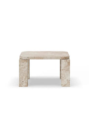 Atlas Sofabord 600x600, Unfilled Travertine fra New Works