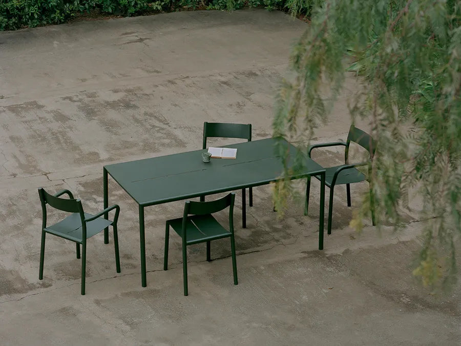 May sæt, 4 stole og bord 170x85 i dark green fra New Works - 2 - Jacobsen Plus
