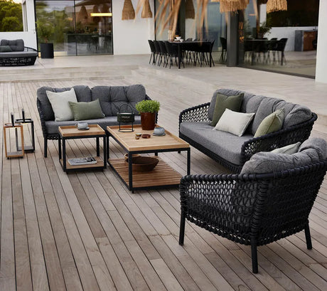 Ocean large 3-pers. Sofa, soft rope fra Cane-line - Grey - Cane-line AirTouch w/QuickDry & Airflow - Jacobsen Plus
