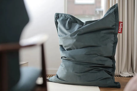 Original Slim Velvet sækkestol fra Fatboy - Recycled petrol - Jacobsen Plus