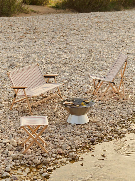 Outdoor Market Folding Stool fra Hay - Blue with beige stripe - Jacobsen Plus