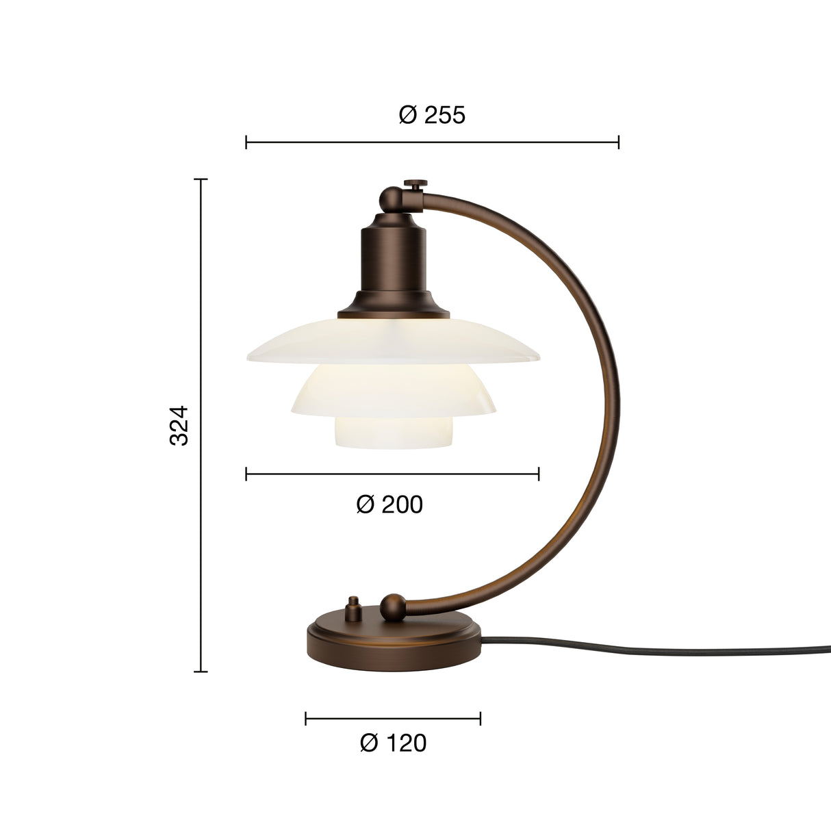 PH 2/2 Luna Bordlampe, Aged Brass fra Louis Poulsen - 4 - Jacobsen Plus