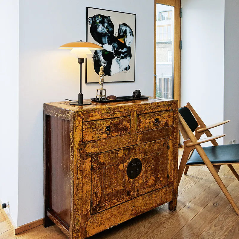 PH 3½-2½ Bordlampe, gul af Poul Henningsen