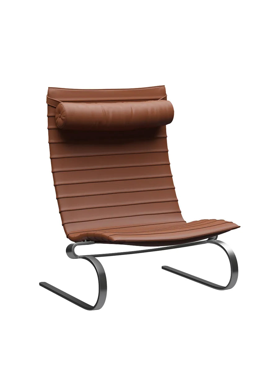 PK20 Loungestol af Poul Kjærholm - Aura læder / Cognac - Jacobsen Plus