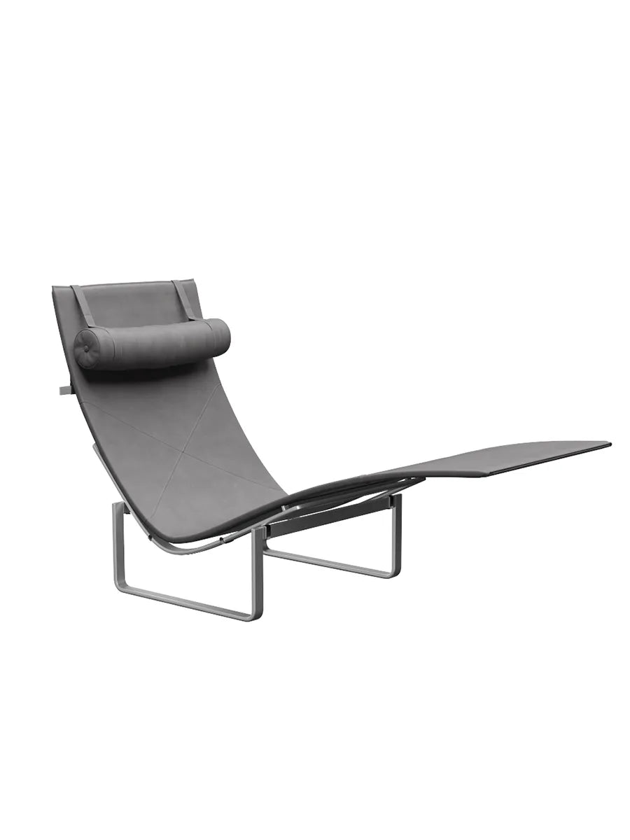 PK24 Loungestol af Poul Kjærholm - Embrace læder / Concrete - Jacobsen Plus