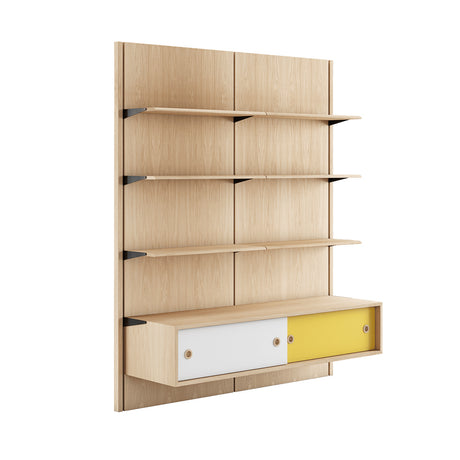 Panelsystem 2B af Finn Juhl - Eg klar olie - hvid/gul - Jacobsen Plus