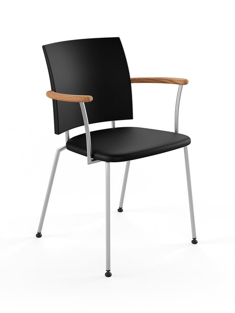 Panther armstol, sort læder fra Naver Collection - Rustfrit stål / Elm olie - Jacobsen Plus