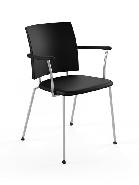 Panther armstol, sort læder fra Naver Collection - Rustfrit stål / Ask sortbejdset - Jacobsen Plus