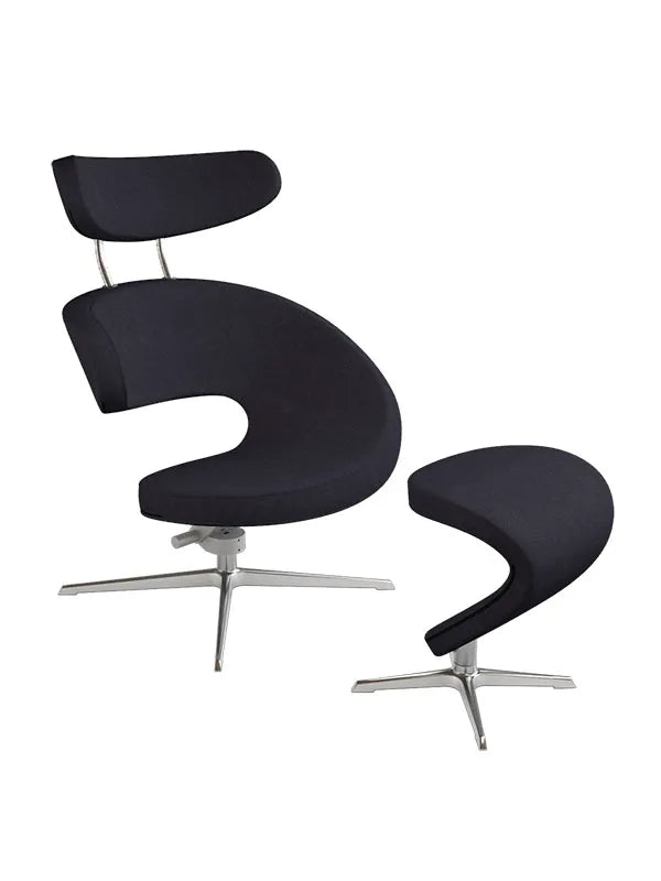 Peel™ Lænestol, venstre fra Variér - Hallingdal / Black HAL190 / Inklusiv skammel - Jacobsen Plus
