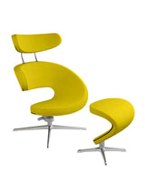 Peel™ Lænestol, venstre fra Variér - Hallingdal / Mustard yellow HAL457 / Inklusiv skammel - Jacobsen Plus