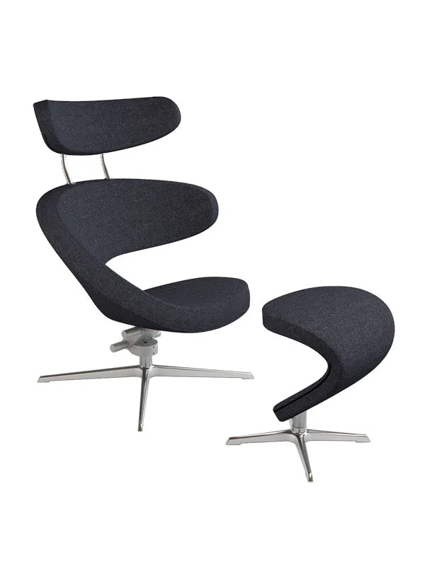 Peel™ lænestol, højre fra Variér - Hallingdal / Mixed black HAL180 / Inklusiv skammel - Jacobsen Plus