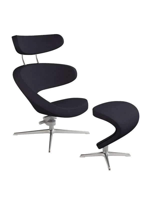 Peel™ lænestol, højre fra Variér - Hallingdal / Black HAL190 / Inklusiv skammel - Jacobsen Plus
