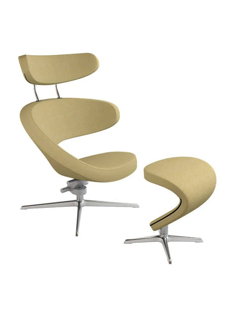 Peel™ lænestol, højre fra Variér - Hallingdal / Yellow white HAL407 / Inklusiv skammel - Jacobsen Plus