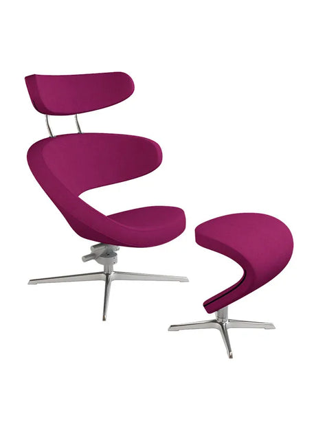 Peel™ lænestol, højre fra Variér - Hallingdal / Dark fuchia HAL573 / Inklusiv skammel - Jacobsen Plus