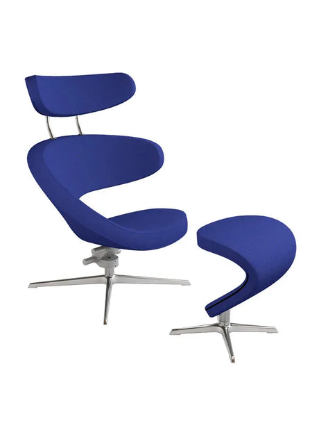 Peel™ lænestol, højre fra Variér - Hallingdal / Dark blue HAL773 / Inklusiv skammel - Jacobsen Plus