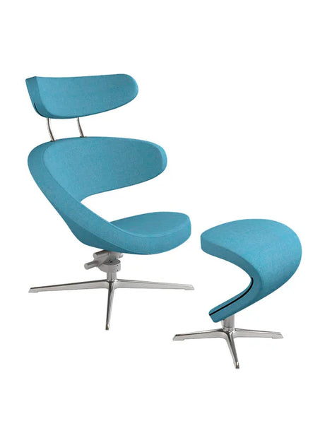 Peel™ lænestol, højre fra Variér - Hallingdal / Happy light blue HAL840 / Inklusiv skammel - Jacobsen Plus