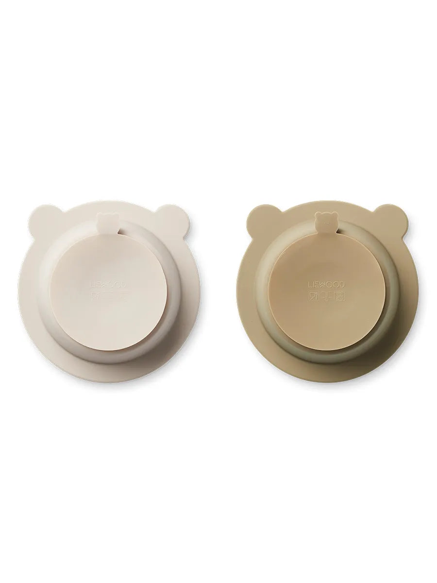 Peony skål m. sugekop 2-pak, Sandy/Oat fra Liewood