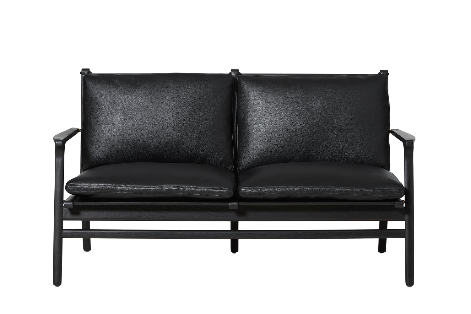 Rén Lounge sofa 2. pers sortmalet eg, sort læder fra Stellar Works