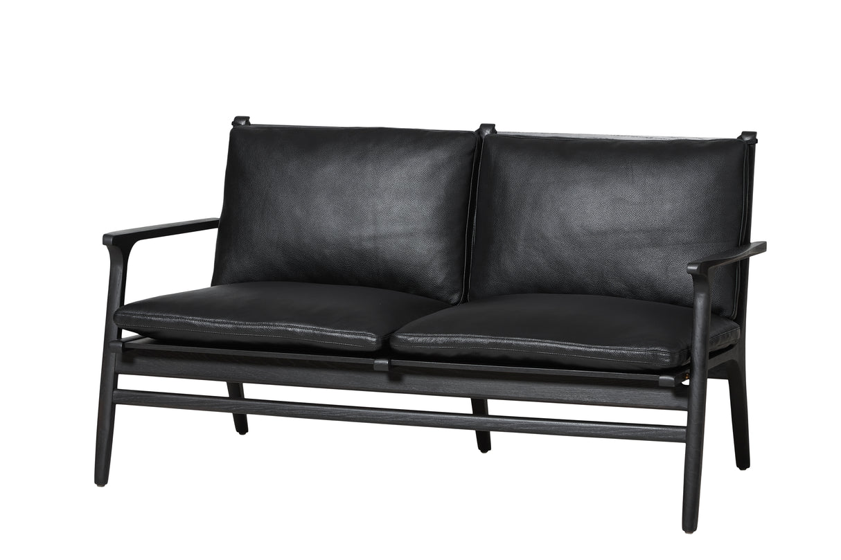 Rén Lounge sofa 2. pers sortmalet eg, sort læder - 4 - Jacobsen Plus