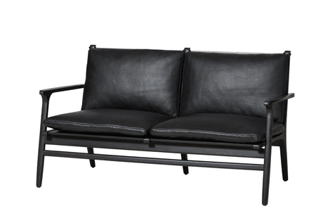 Rén Lounge sofa 2. pers sortmalet eg, sort læder fra Stellar Works - 1 - Jacobsen Plus