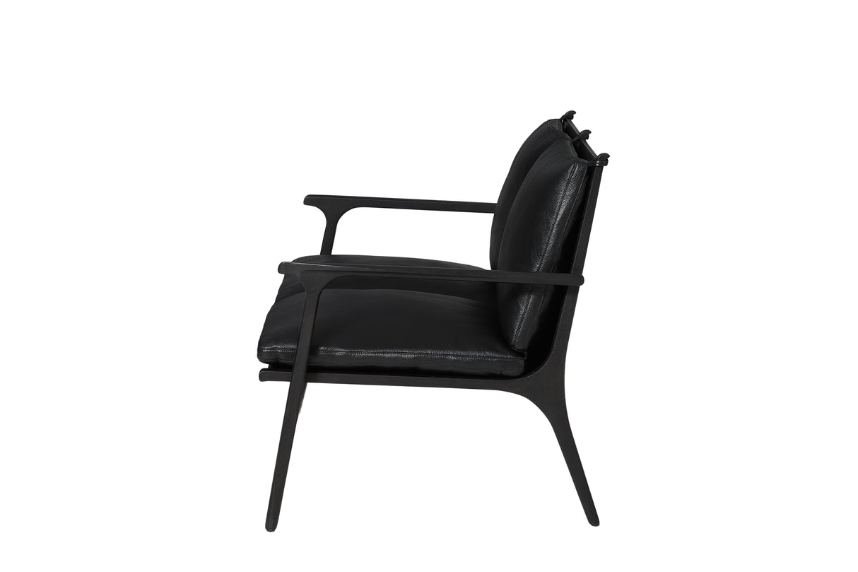 Rén Lounge sofa 2. pers sortmalet eg, sort læder - 5 - Jacobsen Plus
