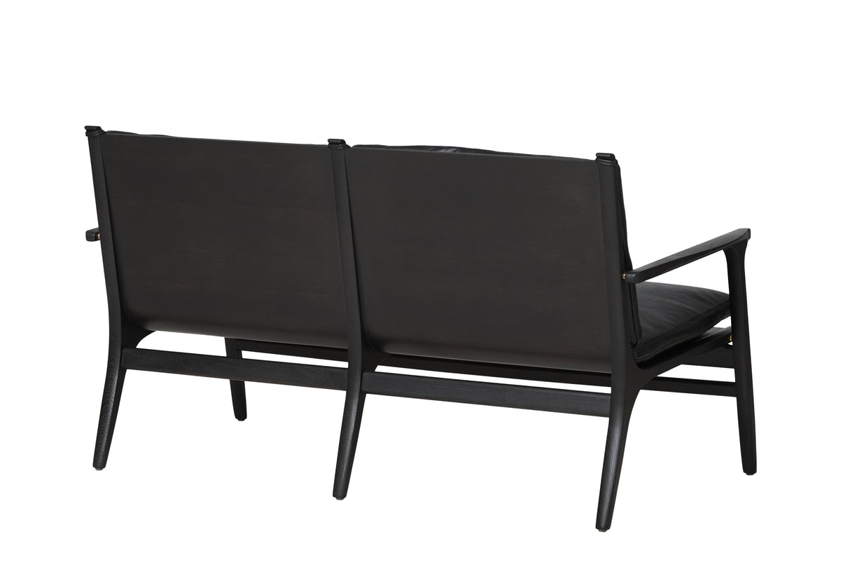 Rén Lounge sofa 2. pers sortmalet eg, sort læder - 7 - Jacobsen Plus