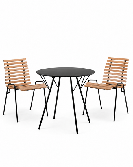 RHF Terrace cafésæt i teak/sort med 2 stole og 1 bord fra &Tradition - 1 - Jacobsen Plus