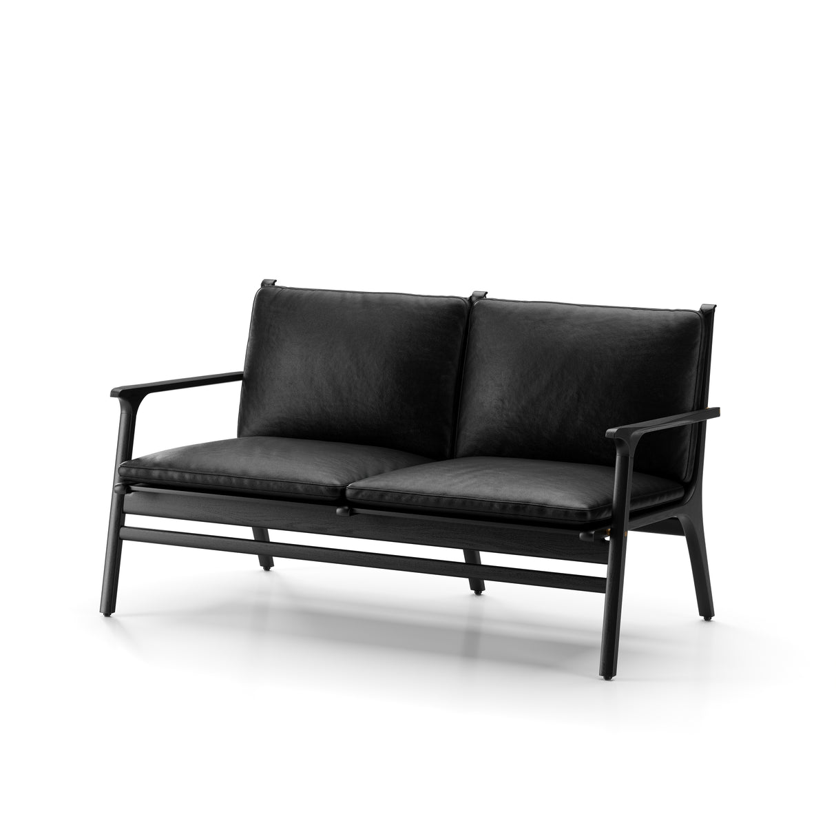 Rén Lounge sofa 2. pers sortmalet eg, sort læder - 8 - Jacobsen Plus