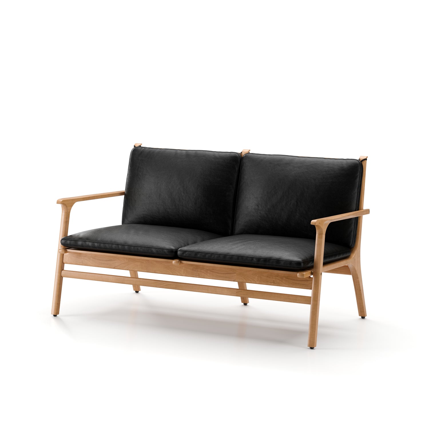 Rén Lounge sofa 2. pers natur eg, sort læder fra Stellar Works