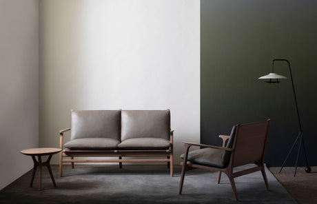 Rén Lounge sofa 2. pers natur eg, sort læder fra Stellar Works - 2 - Jacobsen Plus