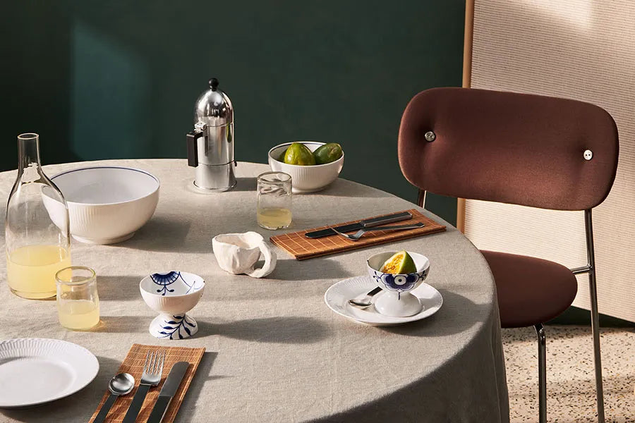 Royal Copenhagen Blå Mega Riflet Skål på fod, 8 cm