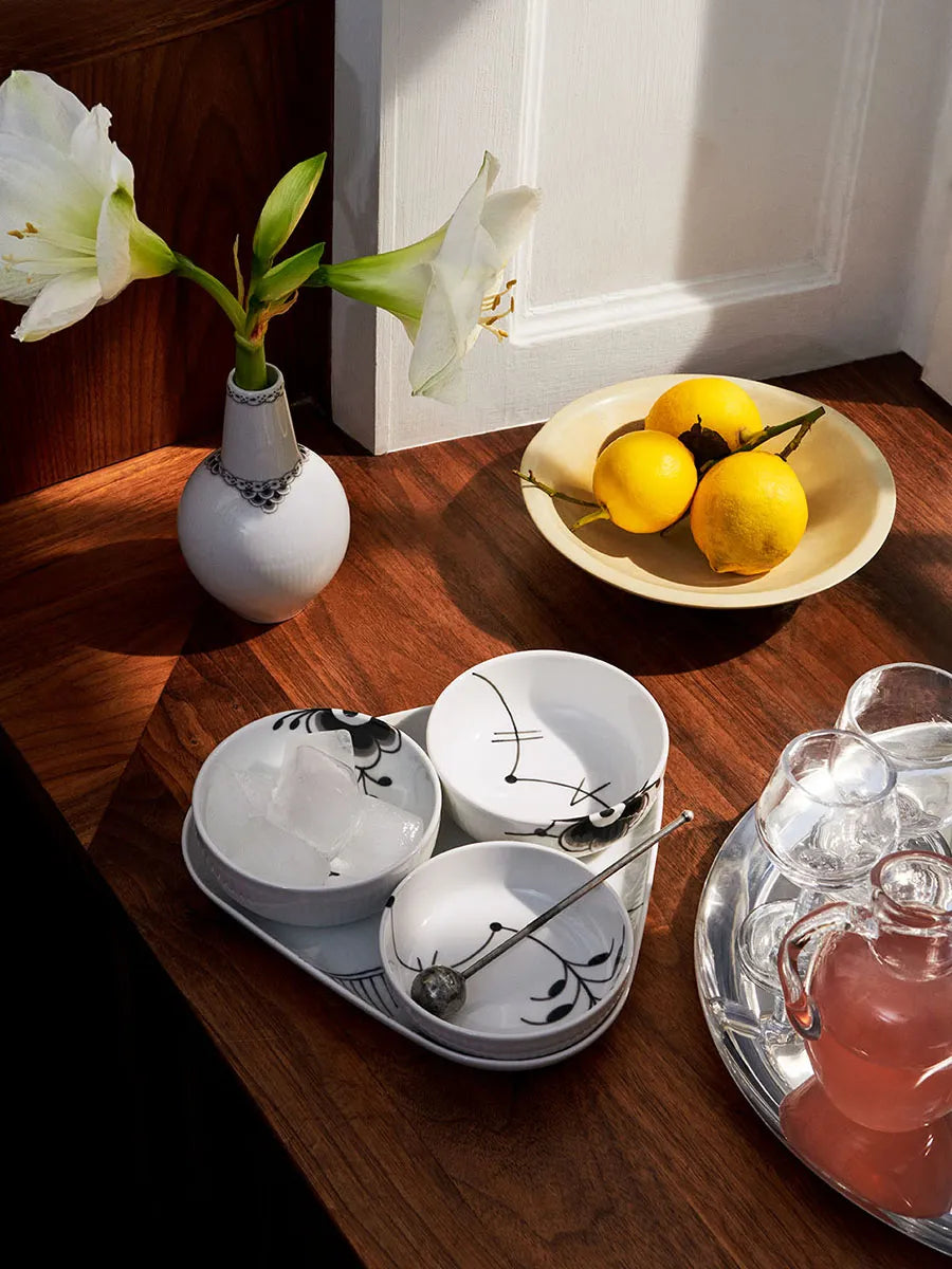 Royal Copenhagen Sort Mega Riflet Serveringssæt, 4 dele