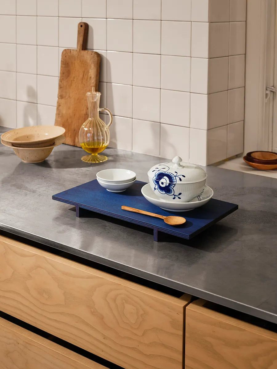 Royal Copenhagen Blå Mega Riflet, skål m. låg og underkop 38 cl