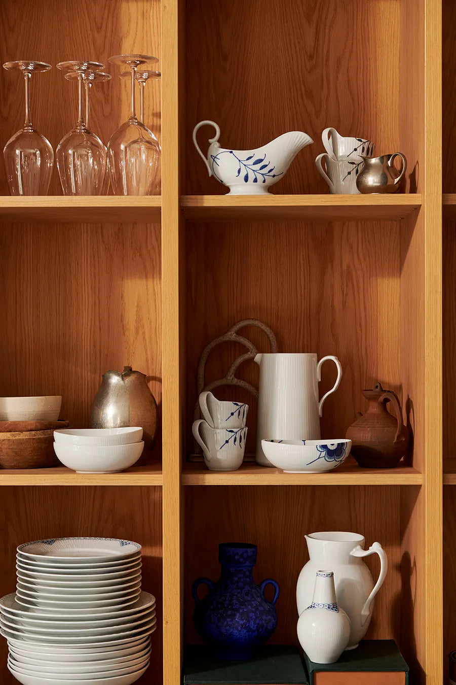 Royal Copenhagen Hvid Riflet, oval skål 2-pak 37 cl