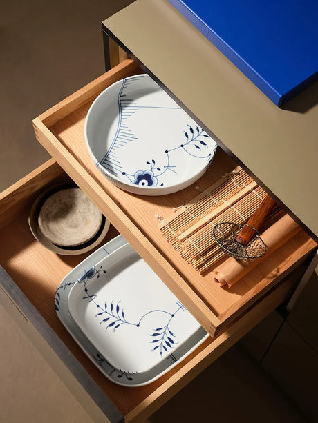 Royal Copenhagen Blå Mega Riflet, firkantet ovnfast fad 25 x 25cm - 3 - Jacobsen Plus