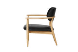 Slow lounge chair med armlæn fra Stellar Works i egetræ og sort læder - 5 - Jacobsen Plus