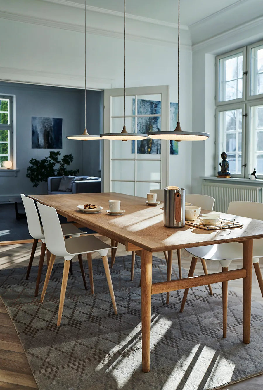 Soleil pendel small, lys eg, plast skærm fra Le Klint