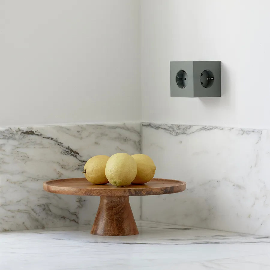 Square 2 Stikdåse med USB, grøn fra Avolt