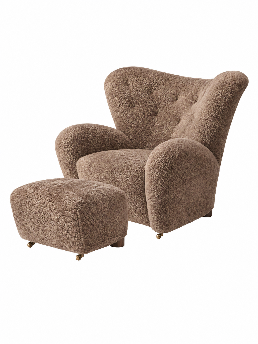 Audo Copenhagen - Den Trætte Mand inkl. skammel, Sheepskin Sahara og ben i mørkbejdset eg - 1 - Jacobsen Plus
