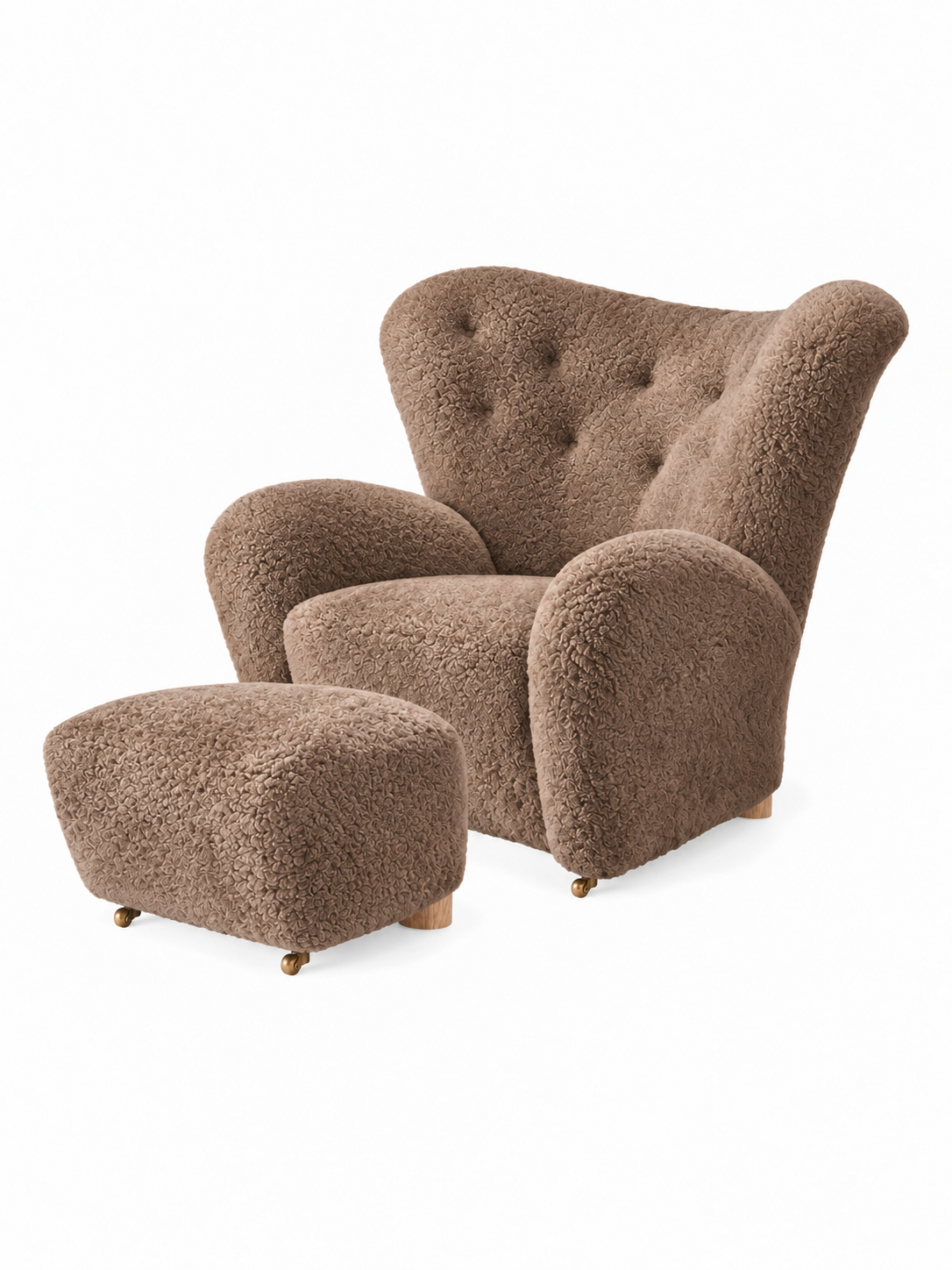 Audo Copenhagen - Den Trætte Mand inkl. skammel, Sheepskin Sahara og ben i eg - 1 - Jacobsen Plus