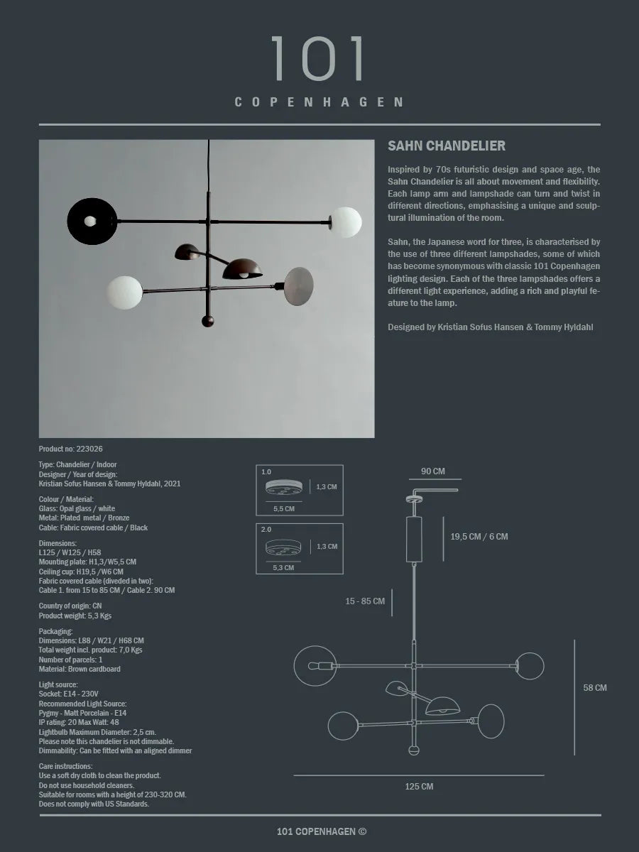 Sahn Chandelier, bronze fra 101 Copenhagen - 9 - Jacobsen Plus