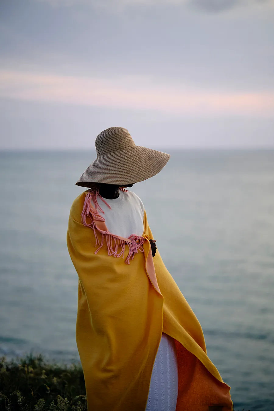 Franja Plaid, pink/yellow fra Silkeborg Uldspinderi