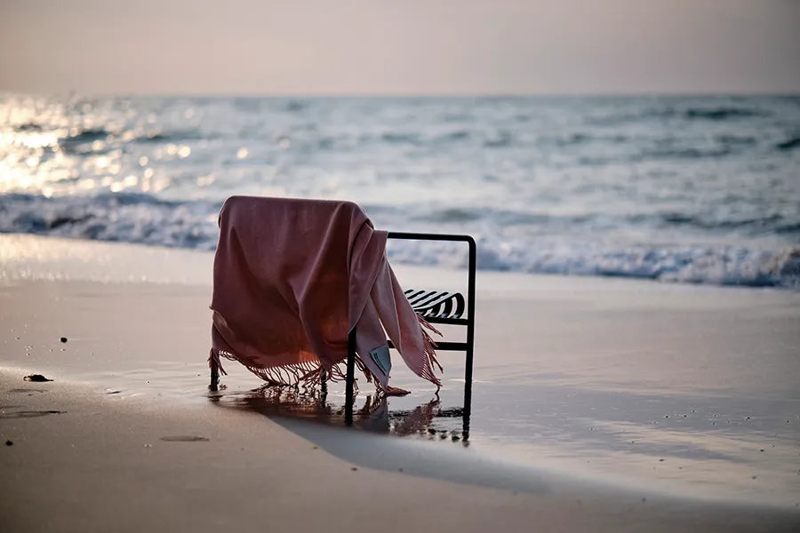 Franja Plaid, pink/white fra Silkeborg Uldspinderi