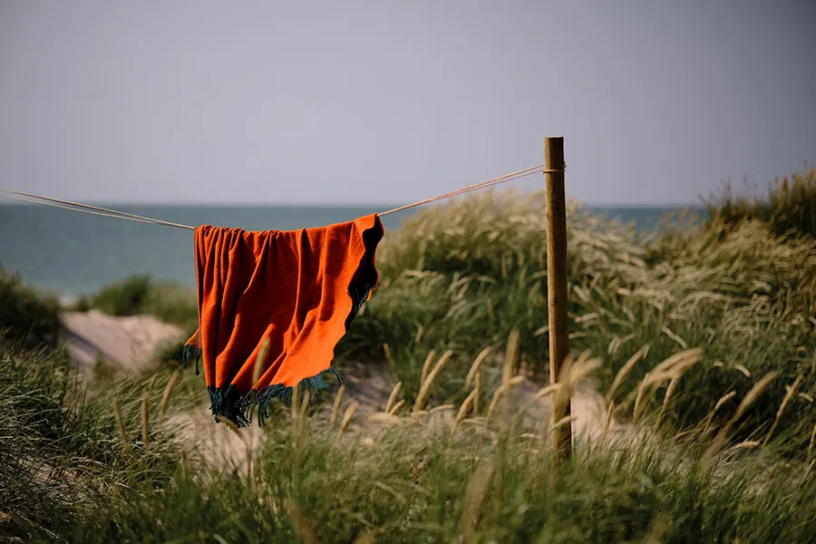 Franja Plaid, green/orange fra Silkeborg Uldspinderi