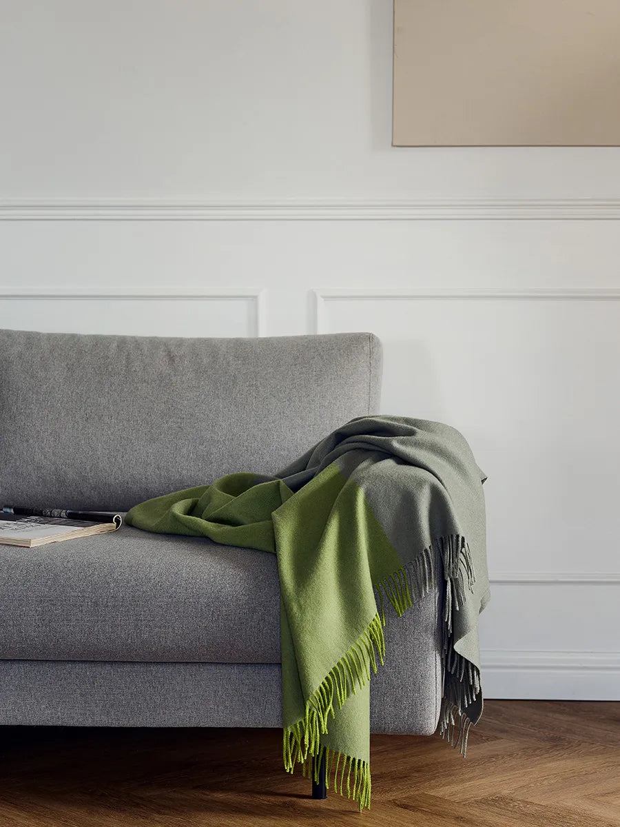 Secret Plaid, lime/moss fra Silkeborg Uldspinderi