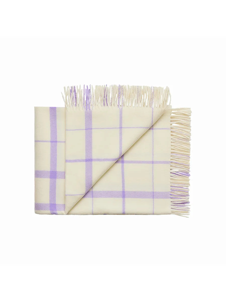 Warp & Weft Plaid, raw white/lilac fra Silkeborg Uldspinderi