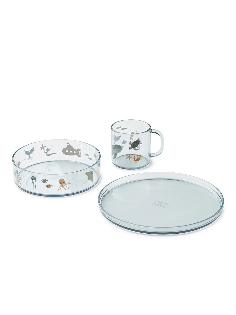 Siva Printed Tableware Set, sea creature/sandy fra Liewood