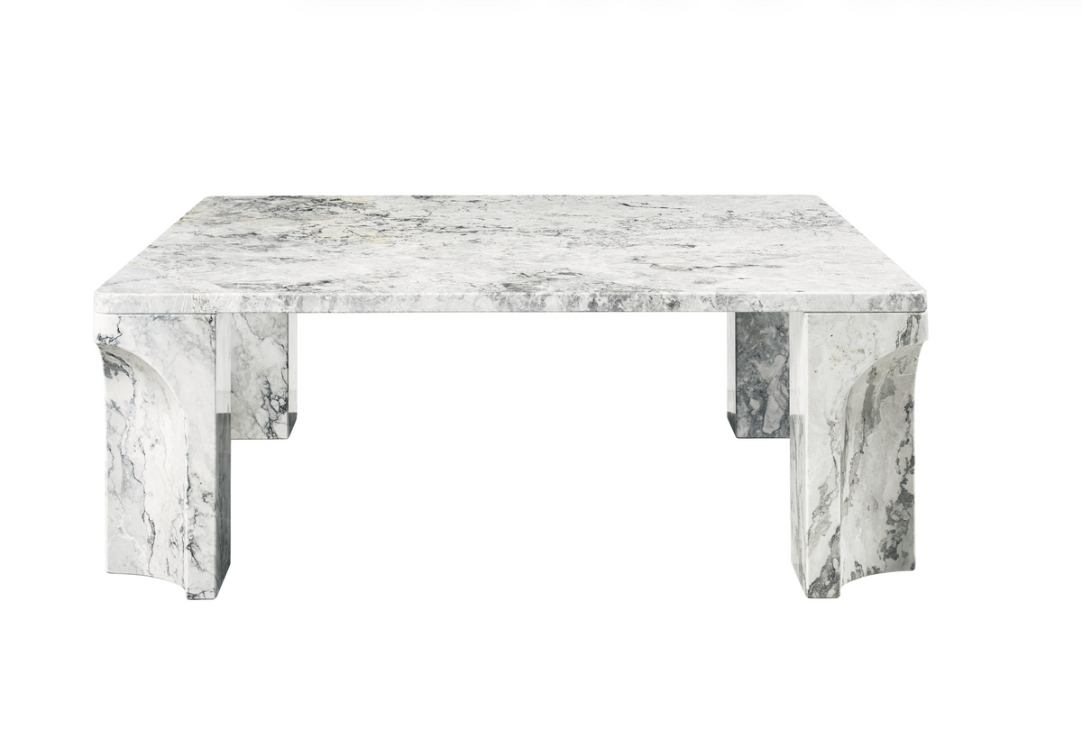 Gubi Doric Sofabord, 80x80 cm - Stormy Gray Marble - Jacobsen Plus