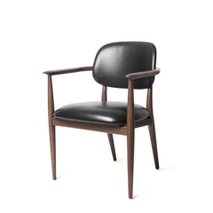 Slow spisebordsstol, valnød sort læder fra Stellar Works