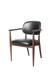 Slow spisebordsstol, valnød sort læder fra Stellar Works